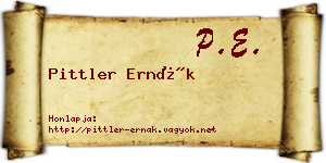 Pittler Ernák névjegykártya